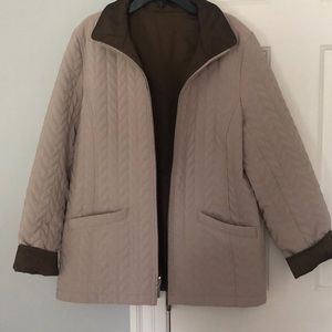 Cream & brown reversible quilted winter jacket
